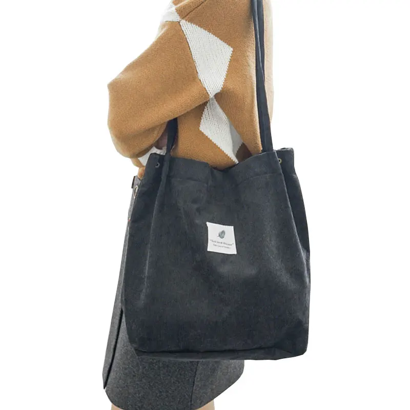 Повседневная Холщовая Сумка для женщин 2019 Вельветовая Пряжка Большая