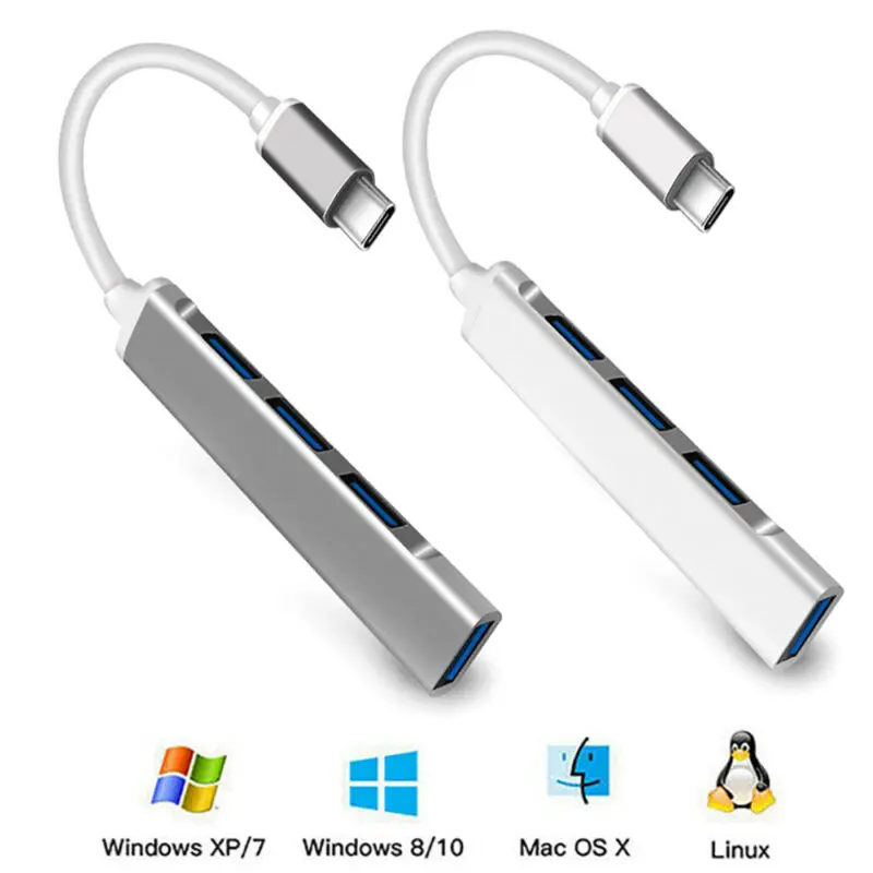 

Type-C To USB 3.0 USB HUB Adapter Cable 4 Ports Device USB-C Portable Trip NEW
