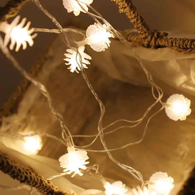 

Pine Cones LED String Lights Christmas Leds Light for Indoor Holiday Bedroom Party Decors Warm White Festoon Fashion Cute Luces