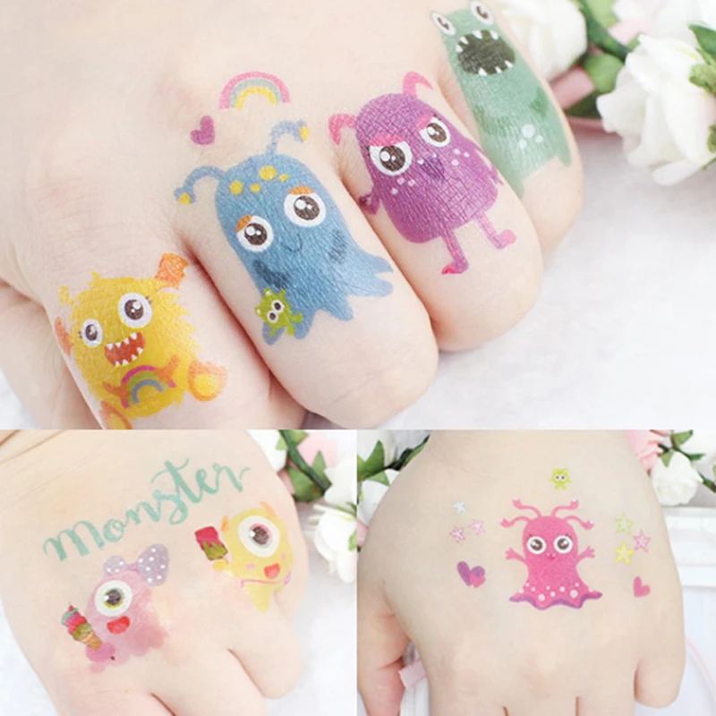 

Children Tattoo Little Monster Fake Tattoo Kids Gift Temporary Tattoo Sticker Cartoon Tatuagem Party Tatuaje Flash Taty