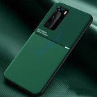 Роскошный кожаный мягкий чехол для Huawei P40 Pro Plus, роскошный Магнитный чехол с автомобильной пластиной для P20 P30 Lite Nova 7 SE 5T Honor 20 30