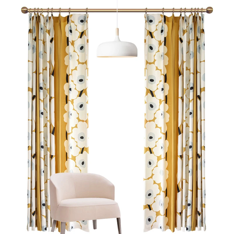 Современные цветочные занавески для гостиной Ins стиль Желтый текстура детей