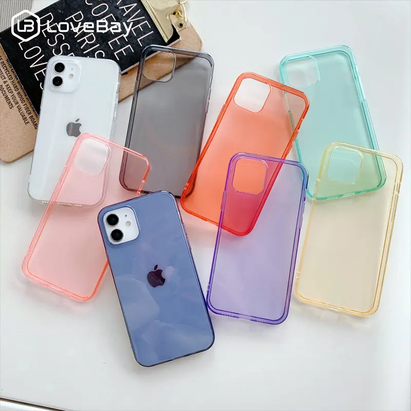 

Candy Color Transparent Silicone Phone Case For iPhone 14 11 12 13 Mini 14 Pro Max X XR XS Max 7 8 6 Plus Clear Plain Soft Cover