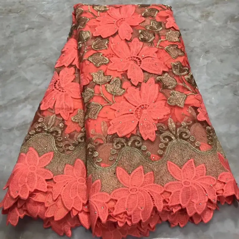 Розовая Кружевная Сетка с гипюровой доской Высококачественная африканская