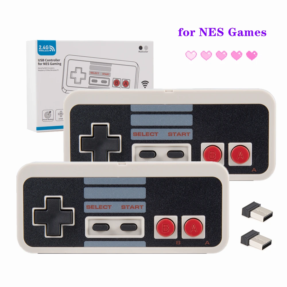 

2 Pack 2.4 GHz Wireless USB Classic Controller Compatible with NES Games for Windows PC MAC Linux Genesis Raspberry Pi Retropie
