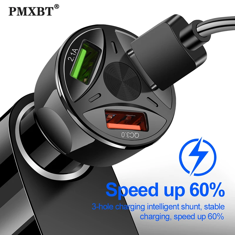 Quick Charge 3.0 Car Charger Universal 18W Fast Charging GPS 3 Port USB Car-Charger For iPhone Samsung iPad Adapter | Мобильные