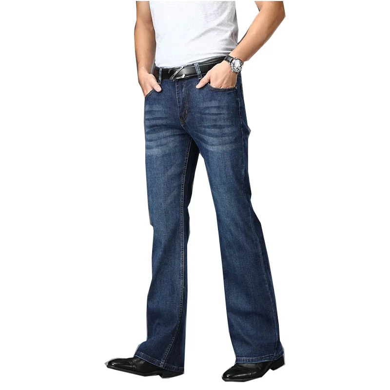 

Pantalones vaqueros Acampanados para hombre, Jeans elásticos de cintura alta, acampanados, de diseño clásico