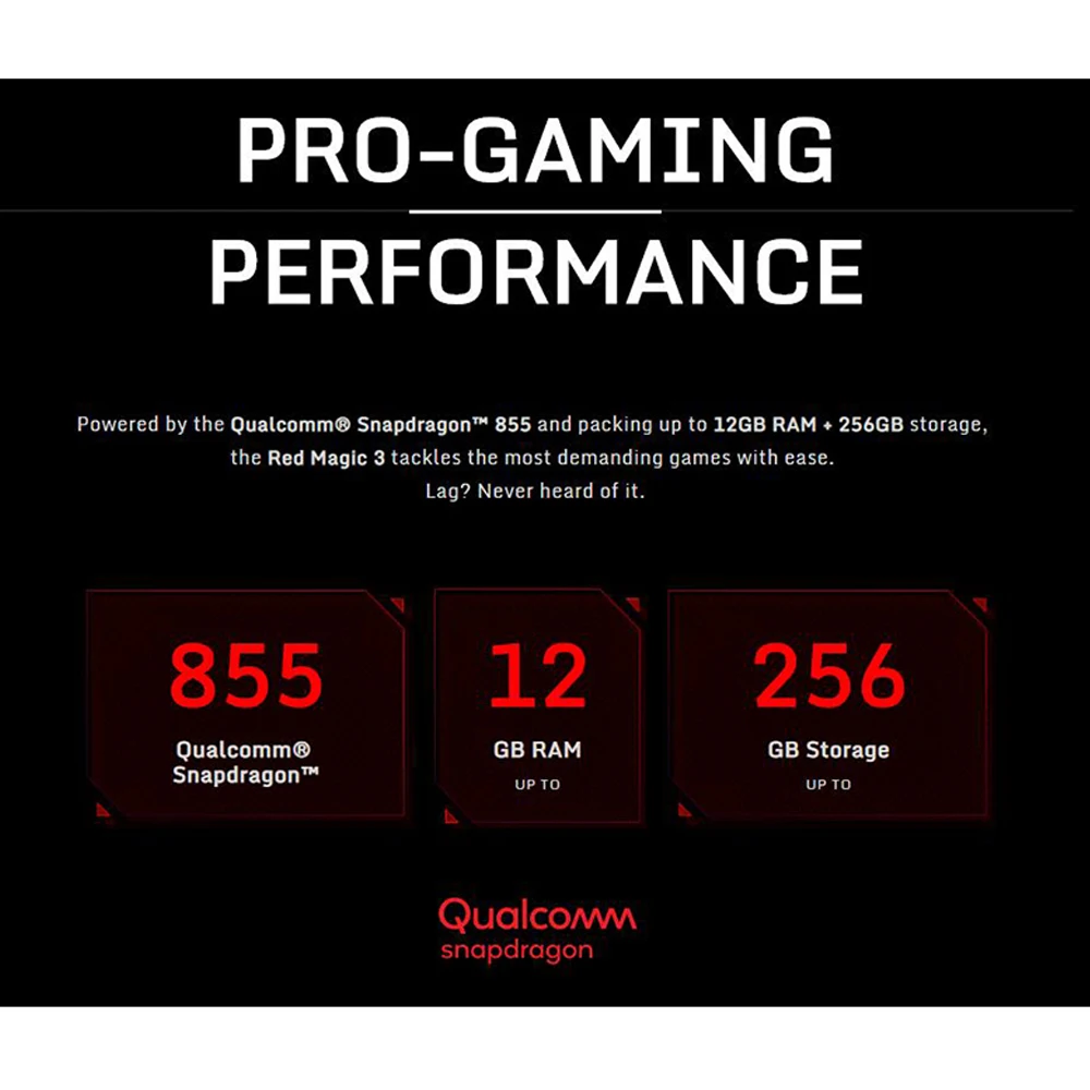 EU Version ZTE nubia Red Magic 3 Mobile Phone 8GB RAM 128GB ROM Snapdragon855 Octa Core 6.65"1080x2340p 5000mAh 48MP Android 9.0