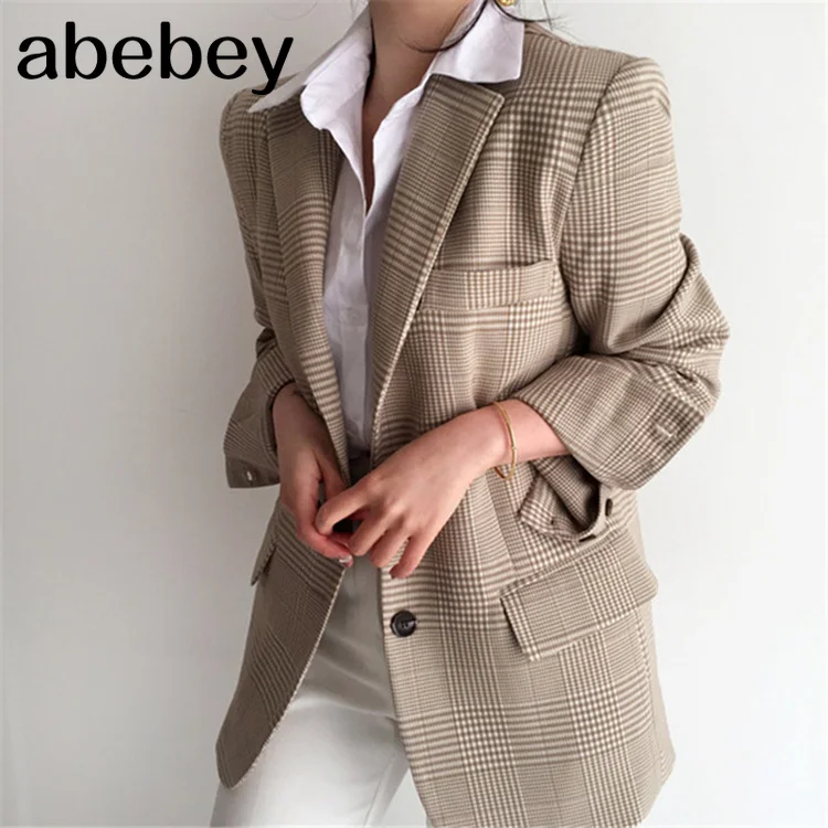 

Новинка 2021, Демисезонные женские блейзеры, куртки в клетку на пуговицах и карманах, винтажные модные дикие топы в клетку