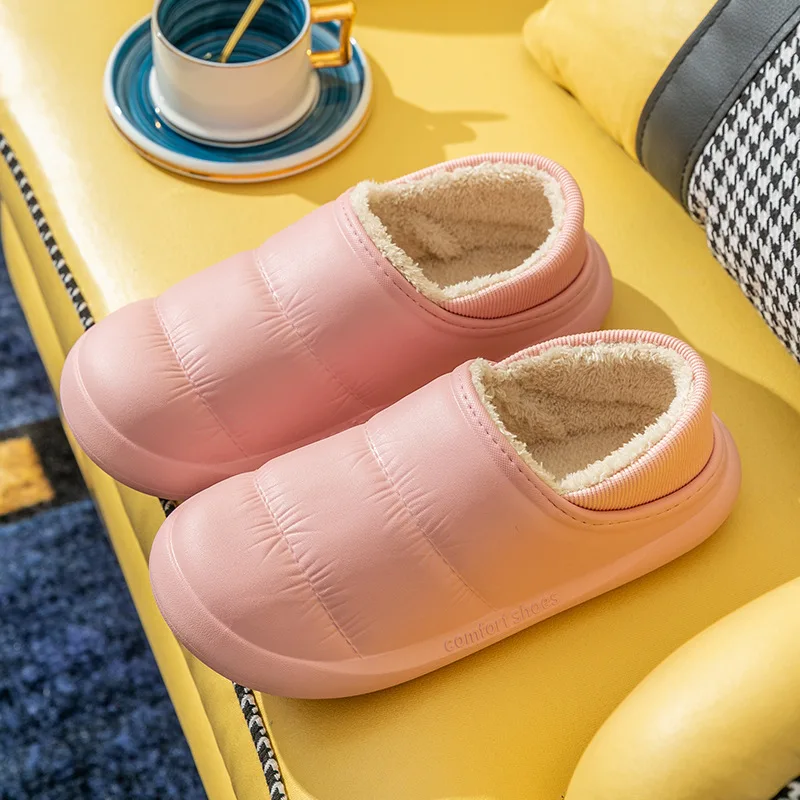 2022 New Bag Heel Waterproof Cotton Slippers Cotton Warm Indoor Non-Slip Indoor Ladies Home Couple Thick-Soled Winter Slippers