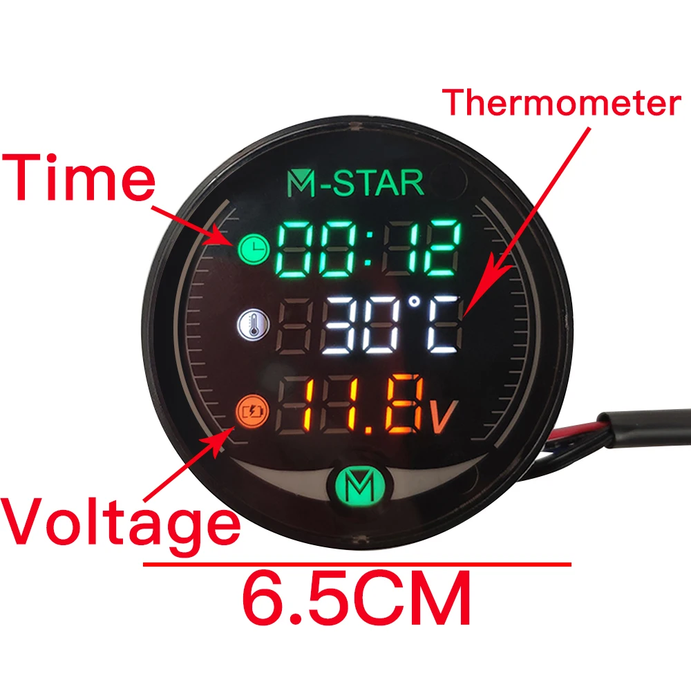 LED 3-in-1 Motorcycle Meter 12V Waterproof Time Temperature Voltage Display Table For Honda XR125 CRM250R CRF250 M L 1000L RC51 |