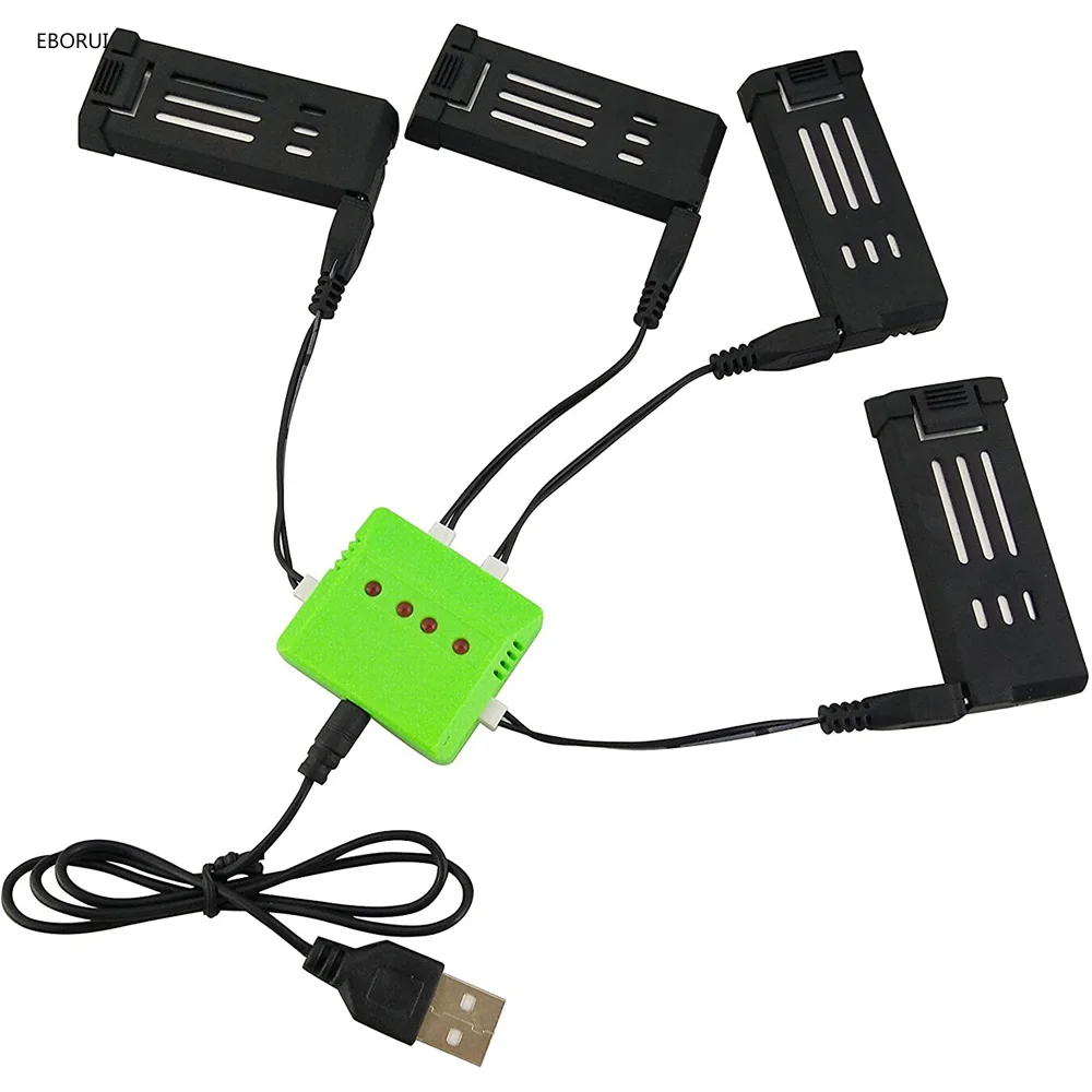 4 шт. * EBORUI 3,7 в 500 мАч литиевая батарея + балансирующее зарядное устройство 1to4 для E58 S168 JY019 GD88 L800 складной Радиоуправляемый квадрокоптер Дрон