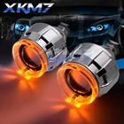 Модифицированный биксеноновый проектор XKM7, лампа поворотного сигнала ангельские глазки 2,5 дюйма, H1 светодиодный светодиодные фары HID, H4, H7, аксессуары для освещения автомобиля