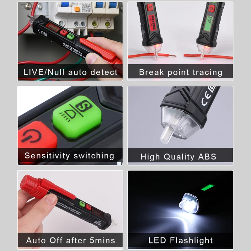 Электрический тестер Напряжение индикатор выключатель Finder детектор HABOTEST HT100