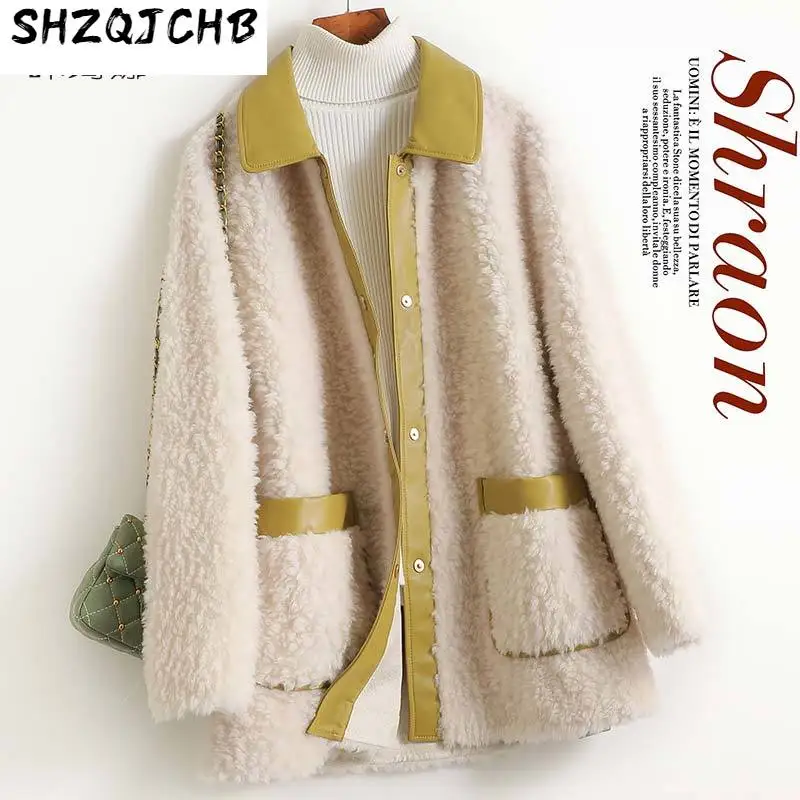 

SHZQ новое зимнее шерстяное меховое пальто Композитное меховое женское Шерстяное меховое пальто