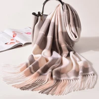 winter cashmere scarf for women warm long neckscarf plaid cashmere shawls warps lattice pashmina headscarf luxury foulard femme