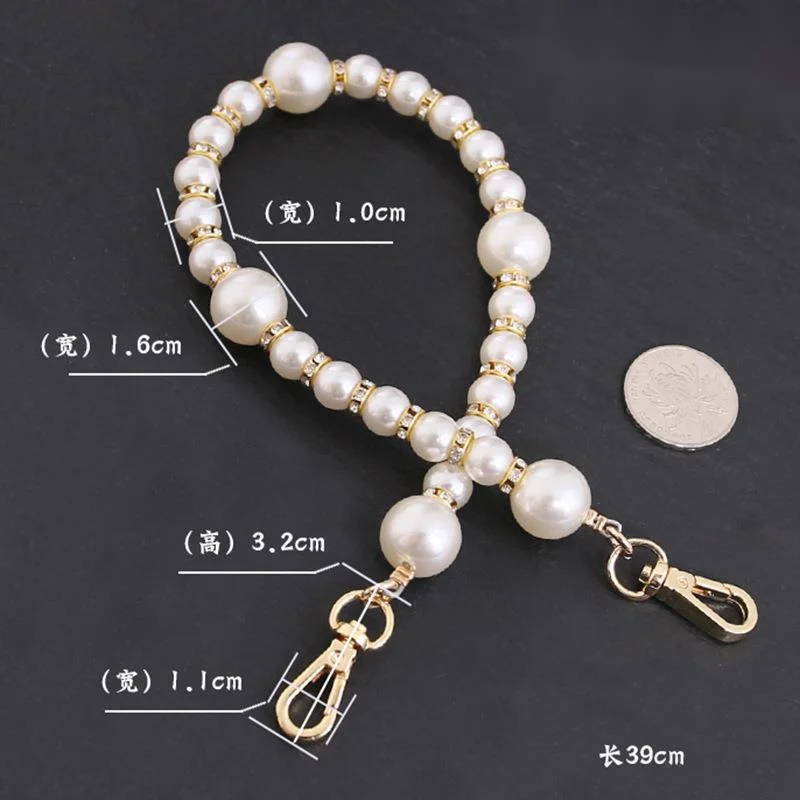 Fashion High Grade Large Pearl Bag Decoration Luggage Accessories Chain White Mobile Phone Rope Handbag Hand Strap Belt