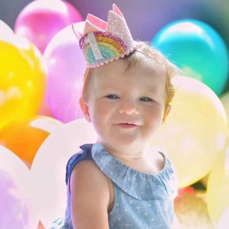 Chicinlife, 1 шт., От 1 до 6 лет повязка на голову в виде короны для дня рождения, детский аксессуар для волос для мальчиков и девочек, шапка для первого дня рождения
