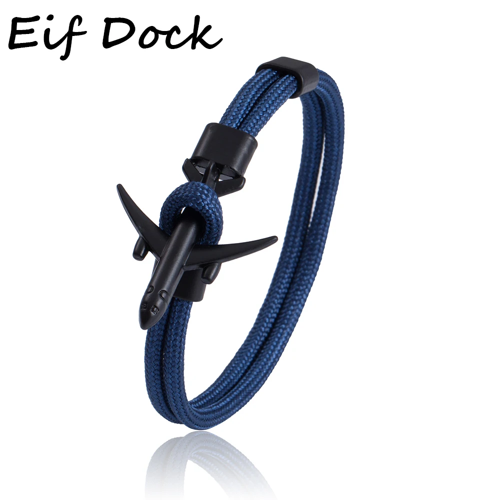 Новая мода темно синий веревка для выживания цепи Многослойные Якорь Шарм