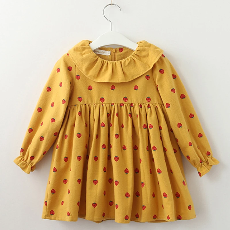 Платье принцессы с принтом фруктов детская одежда длинными рукавами