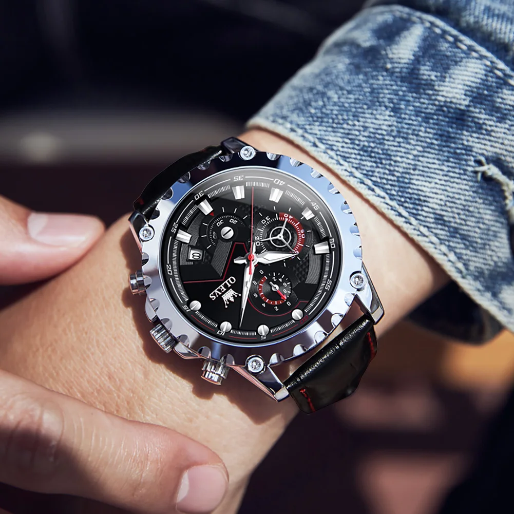 

Мужские водонепроницаемые кварцевые часы с хронографом, из нержавеющей стали