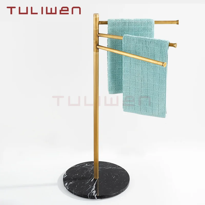 Античная латунная вешалка для полотенец ванной комнаты Бесплатная стойка полка