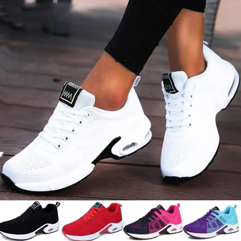 Zapatillas deportivas con cámara de aire para mujer, zapatos deportivos femeninos de talla grande, color blanco, para gimnasio y Fitness, GMB-0243 de verano