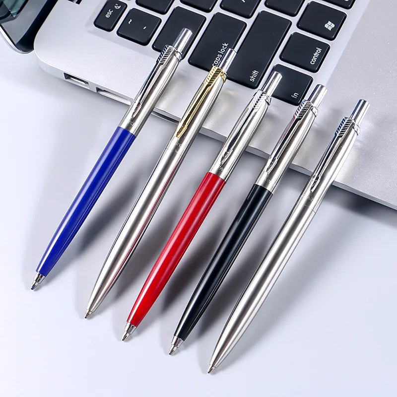 

10PCS/LOT Ballpoint Pen Set Commercial Metal Ball Pens For School Office Stationery Gift Pen The Press Of A Style Black Blue Ink