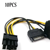 10pcs dual 15pin sata male to pcie 8pin62 male pci express pci e video card splitter adapter power supply cable