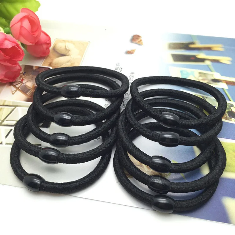 

100Pcs Black Women Girls Hair Band Tie Rope Ring Elastic Hair Tie