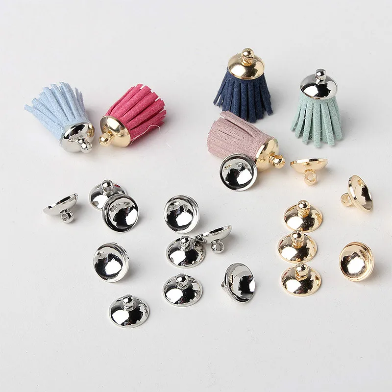 10 мм Медный позолоченный круглый колпачок кисточка висячие кольца колокольчики