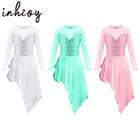 Детское трико-балетка с блестками и длинным рукавом