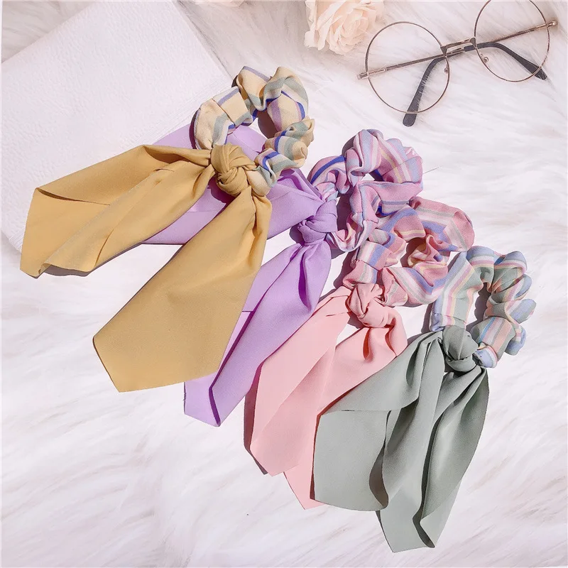 

Korean Style Simple Retro Streamer Bow Large Intestine Hair Ties Girl Rubber Band Hair Rope for Women Fashion Hair Accessories