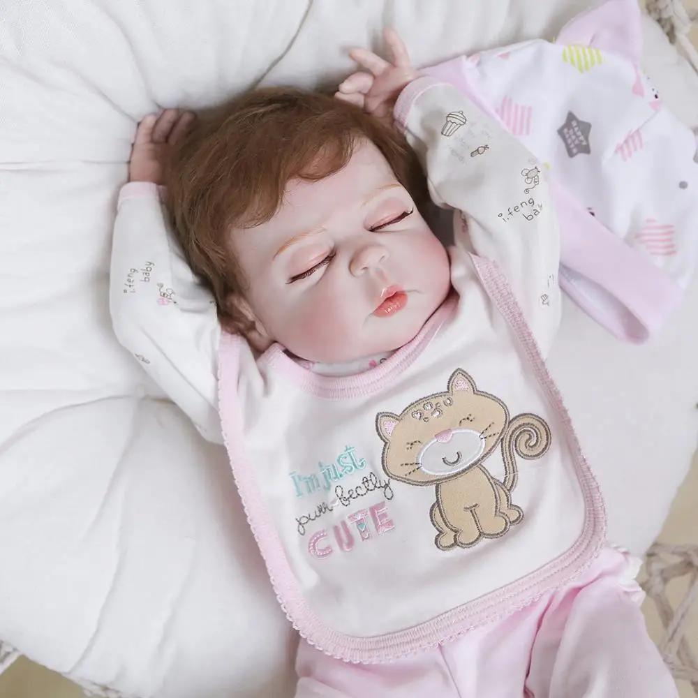 

56cm Soft full Silicone Handmade Reborn Baby Girl Dolls hair rooted Realistic Looking Newborn Baby Doll Birthday Gift