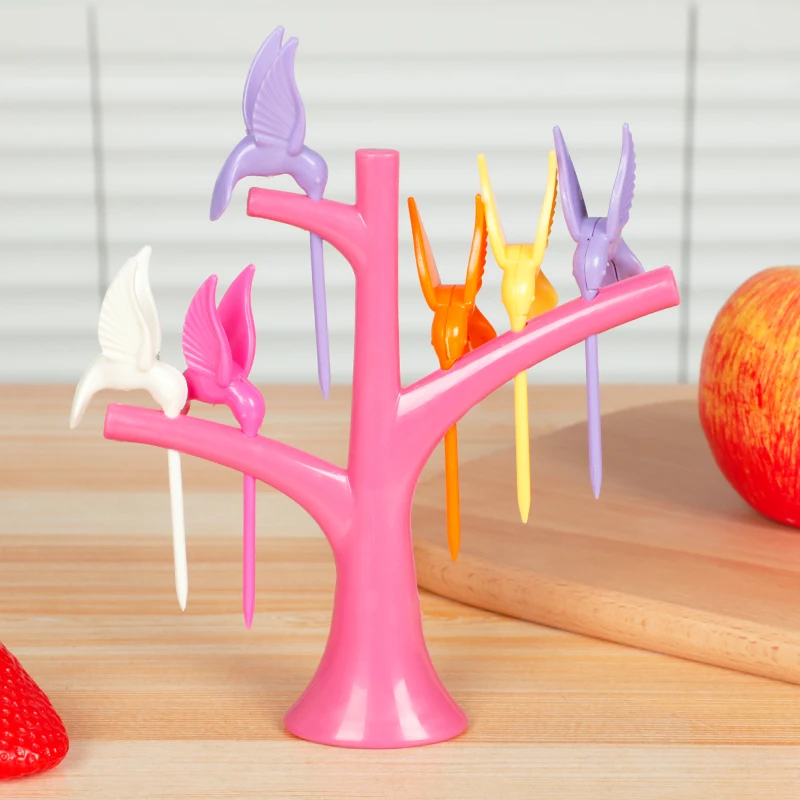 Delidge 1 комплект подставка для овощей Птица дерево вилка фруктов пластиковая еды