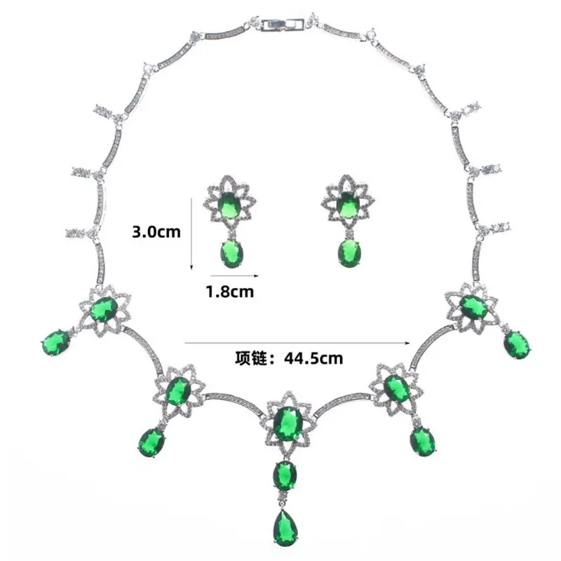 

Linmouge New Flower Jewelry Set With Necklace Earrings For Women Waterdrop Pendant Cubic Zircon Bride Wedding Jewelry Gifts GE50