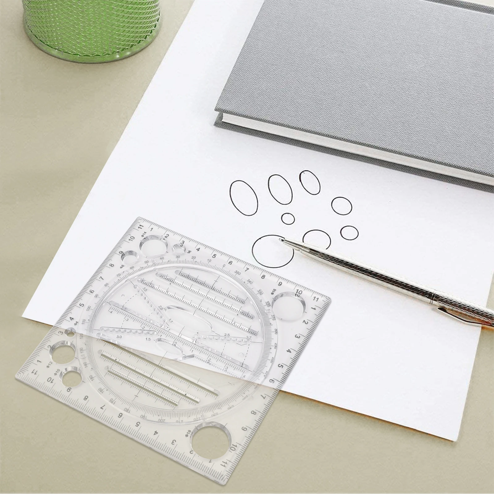 

Fast Drawing Ruler Accurate Scale Multifunctional Vertical Line Round Curve Transparent Multipurpose Geometric Function Compass