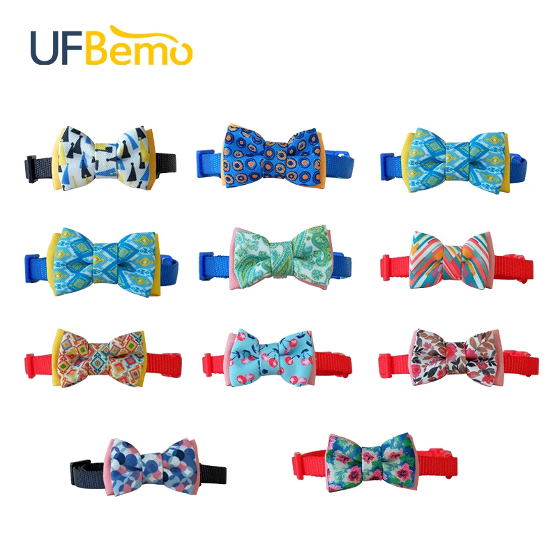 

UFBemo Printed Cat Dog Bow CBowknot Ties For Puppy Dogs Pet Accessories Headwear Grooming decorative necklace for kitten