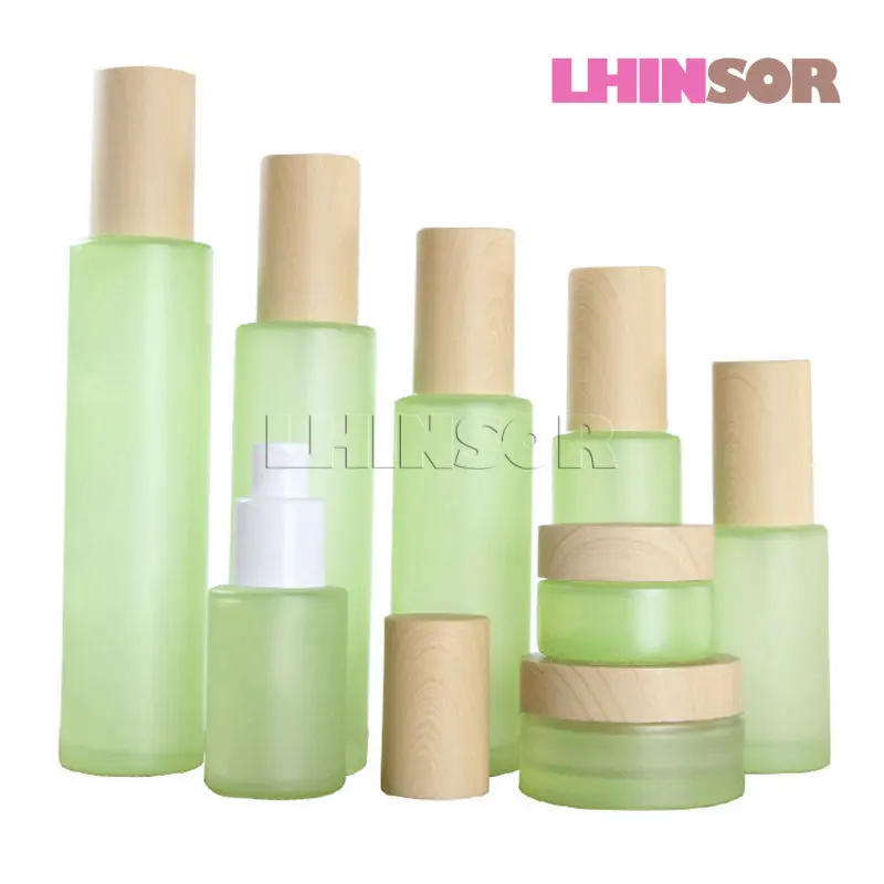 5 шт./лот бутылочка с распылителем из зеленого стекла крышкой под дерево