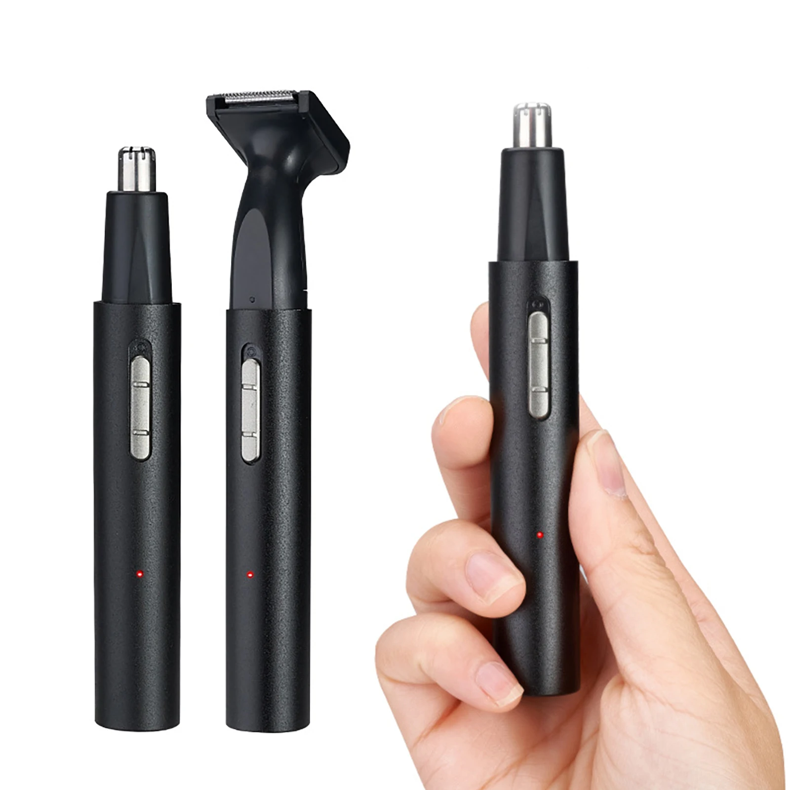 

Metal Body Electric Nose Hair Device Set Rechargeable 2-in-1 Temple Knife Shape Replacement Nose Hair Replacement