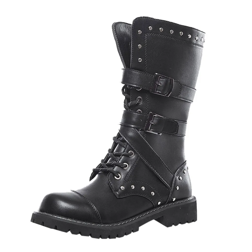 Мужские армейские ботинки нескользящие с пряжкой на нескользящей подошве зимние