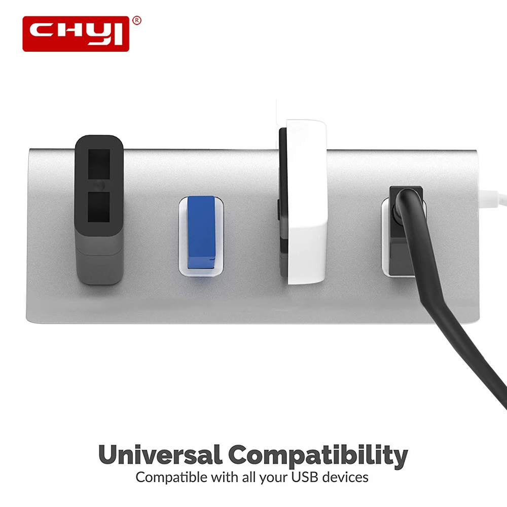 

CHYI USB Hub 2.0 High Speed 4 Ports Multi Splitter Aluminum Computer Asscessories Card Reader Portable Adapter For Laptop Tablet