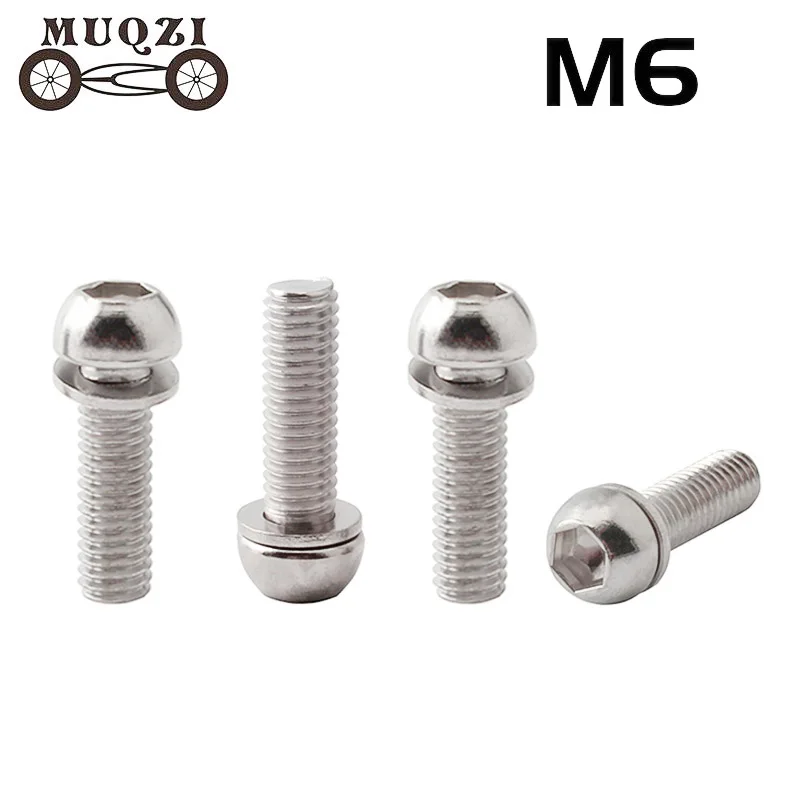 MUQZI 4 шт. Сверхлегкий болт из нержавеющей стали для велосипедных дисков M6 * 18 мм
