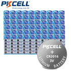 Литиевые Батарейки PKCELL CR2016 3 в, 300 шт., BR2016 DL2016 ECR 2016, для часов