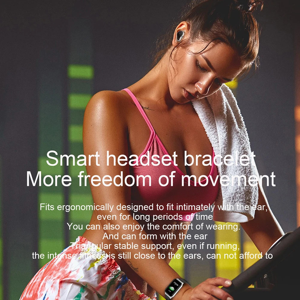 Smart Bracelet Wireless Earbuds 2-in-1 Bluetooth5.0 TWS Earbuds Fitness Health Tracker For iOS 8.0/Android 4.4 With Charging Box