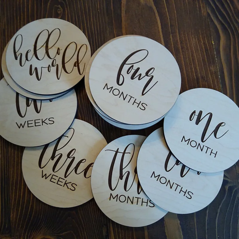 Персонализированные детские знаковые карты деревянная ежемесячная веха знак