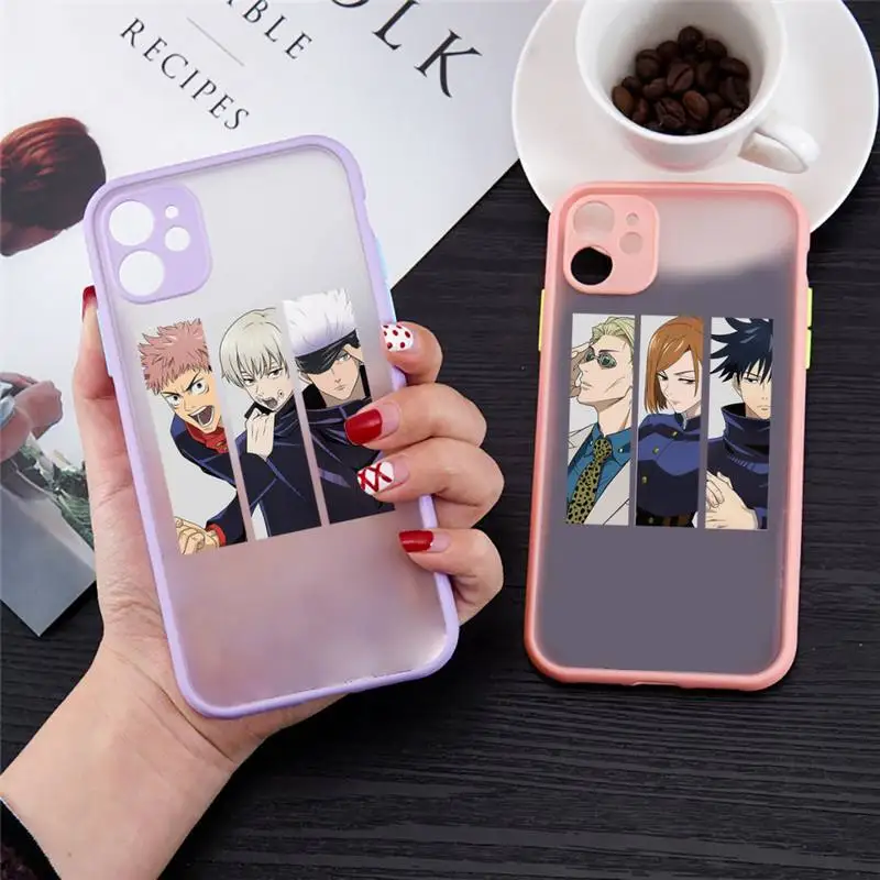

Jujutsu Kaisen Phone Case For iPhone 13 12 11 Mini Pro XR XS Max 7 8 Plus X Matte transparent Purple Back Cover