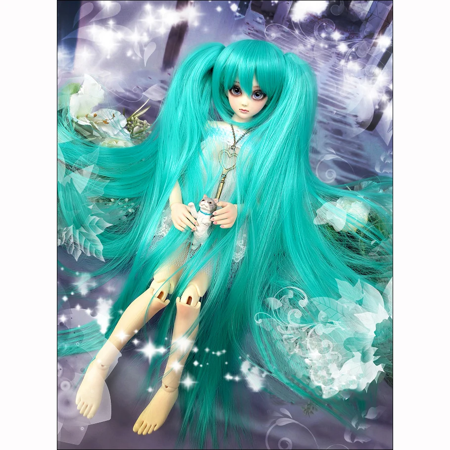 Парик для куклы Bybrana Bjd аккуратные челки тигр клипса двойной хвост аниме парик