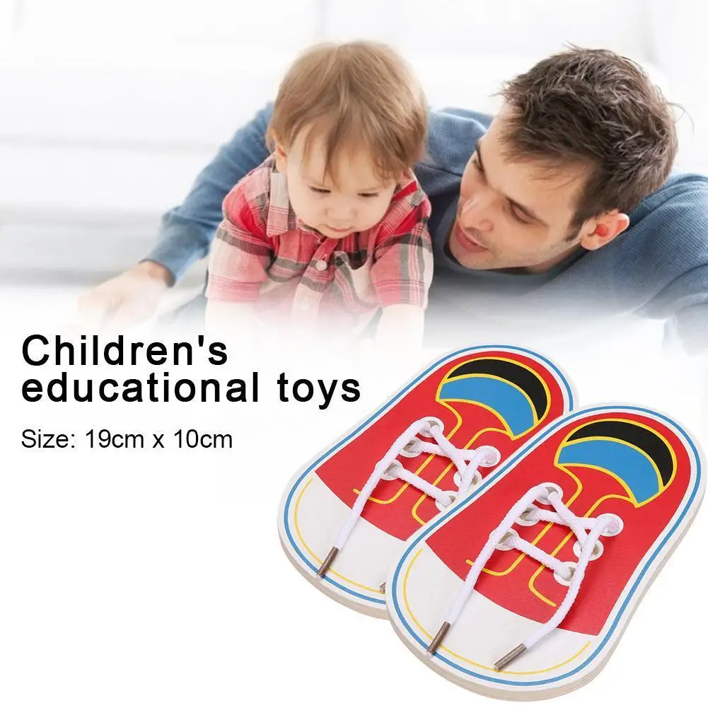 

1PCS Educational Wooden Toys For Children Early Learning Teaching Lacing Games Tie Shoelaces Shoes Montessori Toys Kids X1Q4