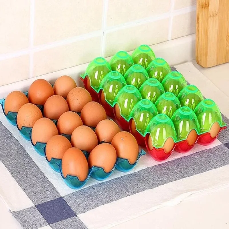 3pcs egg storage box plastic egg tray 15 grids fresh preservation egg organizer portable food storage container kitchen gadget free global shipping